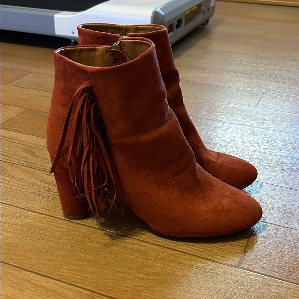 New York & Company Orange Suede Ankle Booties